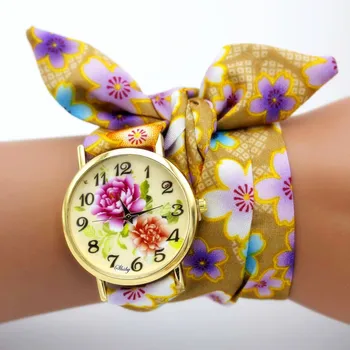 Shsby naujo dizaino Ponios gėlių medžiaga laikrodis aukso mados moterų suknelė laikrodžiai audinio saldus mergaičių žiūrėti 10 laikrodžiai-didmeninė