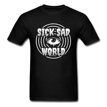 Sick Sad World Marškinėliai Sukilėlių Vyras Viršūnes, Juoda T-shirt Hip-Hop Drabužių Visi Mato Akis Atspausdinta Tee Medvilnės Marškinėlius Rock