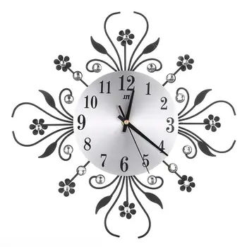 Sieninis Laikrodis Gėlių, Dekoratyvinių Apvalus Laikrodis Metalo Kambarį Dekoro Ramioje Kvarciniai Laikrodžiai Modernus Minimalistinio Laikrodžiai