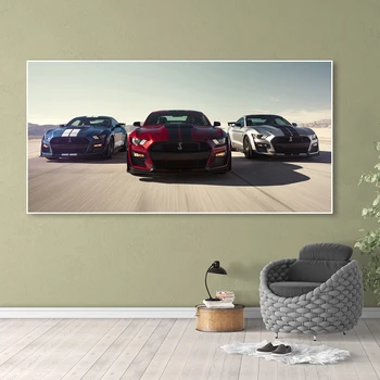 Sienos paveiksl automobilių Sporto Drobės HD Spausdinimo 1 Pultas Prabangūs Automobiliai Ford Mustang Shelby Gt500 Namų Dekoro Plakatas, Tapyba Kambarį