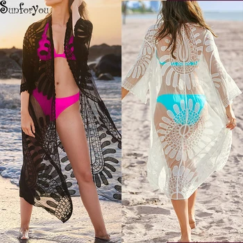 Siuvinėjimo Tinklelio, Padengti iki Seksualus Parduodami Skaidrūs Paplūdimio suknelė 2021 Chalatas de Plage maudymosi kostiumėlį Padengti iki Pareos Playa de mujer Paplūdimio