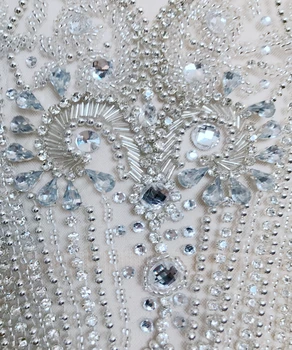 Siūti ant sidabro cirkonio aplikacijos rankų darbo apdaila lopai vestuvinė suknelė
