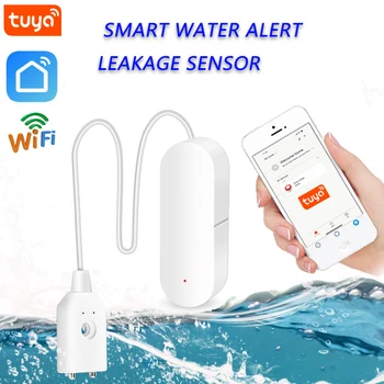 Smart Vandens Nuotėkio Jutiklis WiFi Perpildymo Potvynių Nuotėkį, Įspėja Veikia Su Su Tuya Smart Gyvenimo APP Nuotolinio Stebėti