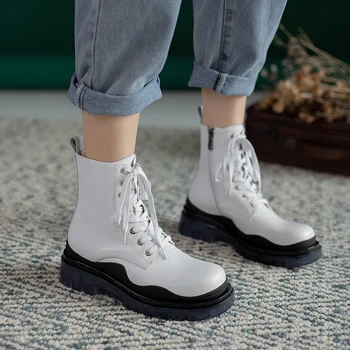 Smirnova 2020 Naujo Prekės ženklo batai patogus aikštėje kulniukai, suapvalinti tne ponios batai rudens-žiemos moterų batai juoda balta