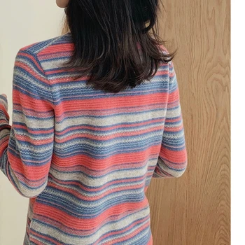 Smpevrg mados juostele moterų megztinis vilnos megzti megztinis moterų megztinis ilgomis rankovėmis golfo traukti femme minkštas šiltas megztinis