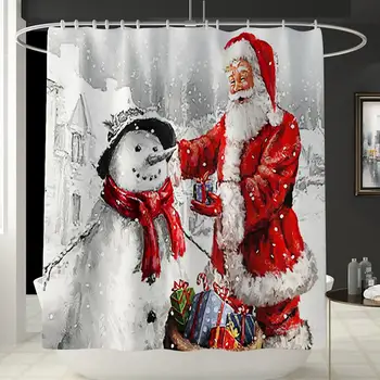 Sniego Santa Claus Modelis Linksmų Kalėdų Vonios Kambarys Nustatyti Vandeniui Dušo Užuolaidos Tualeto Dangčio Mat Ne Slydimo Kilimas Namų Dekoro