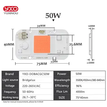 Solderless LED gimimo data Chip Lempa 50W AC 110V IP65 Smart IC Tinka, be mašinistų valdoma COB LED 
