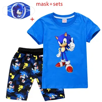 Sonic The Hedgehog Vaikiški marškinėliai Vasaros trumpomis Rankovėmis 3D Animaciją Spausdinti sonic Vaikas Tracksuit Megztiniai Berniukams, mergaitėms Viršūnes+šortai