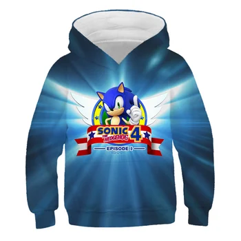Sonic ilgomis Rankovėmis Hoodie vaikas Berniukų ir Mergaičių, Paauglių Rudens Žiemos Polychromatic 3D Atspausdintas Naujas Modelis Mados Palaidinukė Drabužiai
