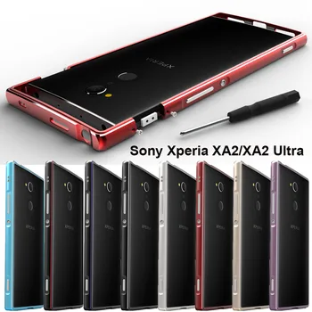 Sony Xperia XA2 atveju Originalus Aliuminio Lydinio Bamperis Raštas dangtis Sony Xperia XA2 Ultra atveju, Prabangus Metalinis Rėmas fundas