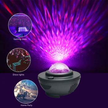 Spalvinga Žvaigždėtas Dangaus Projektorius Blueteeth USB Balso Kontrolės Muzikos Grotuvas LED Nakties Šviesos Romantiška Projekcija Lempa vaikas Miegamasis