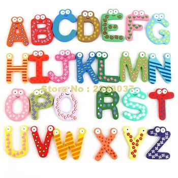 Spalvingas mielas animacinių filmų 26 raidės mediniai abėcėlė šaldytuvas magnetas kid ' s baby švietimo žaislas Žaislas