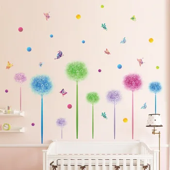 Spalvotų gėlių sienų lipdukai kambarį, miegamąjį, TV foną, Dekoratyvinis dažymas žalia lipdukai Namų Dekoracija 