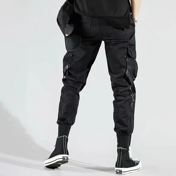 Streetwear Juoda Krovinių Kelnės Vyrams Mados Poilsiu Sweatpants Japonijos Prarasti Atsitiktinis Kulkšnies ilgio Kelnės