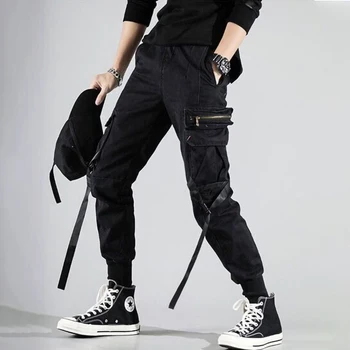 Streetwear Juoda Krovinių Kelnės Vyrams Mados Poilsiu Sweatpants Japonijos Prarasti Atsitiktinis Kulkšnies ilgio Kelnės