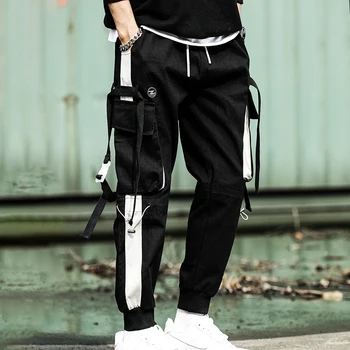 Streetwear Kišenės 2020 Vyrų Jogger Kelnes Hip-Hop Sweatpants Poilsiu Kelnės Taktinis Mens Kelnės Krovinių Haremo Kelnės Vyrams, Drabužiai