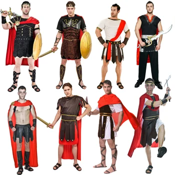 Suaugusių Vyrų Romėnų Kariai Kostiumas Vaidmenų Helovinas Kostiumas Puras Vyrų Kariai Gladiatorių graikų Drabužius, Drabužius
