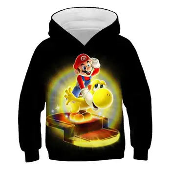 Super Mario Laimingas 3D Mados Hoodies Vaikai Puloveris Vaikų Megztiniai Berniukams, Puloveriai Cartoon Žaidimai Mario Bros Spausdinti Hoodies