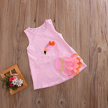 Swan Vasaros Baby Girl Dress 3D Gulbė Šalies Juostele, Liemenė Mini Suknelė Bamblys Drabužių dydis 0-4T