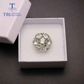 TBJ,Natūralus akmuo žalia ametistas žiedas prasiolite žiedas 925 sterlingas sidabro bauda papuošalai moterims kasdien arba šalis nešioti