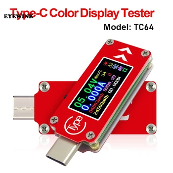 TC64 Tipas-C spalvotas LCD ekranas USB Voltmeter ammeter įtampa srovės matuoklis multimetras baterija PD mokestis galios banko USB Testeris