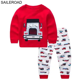 TUONXYE naktiniai drabužiai Pijamas Šiltas Kūdikiui Sleepwear Mergina Rudenį Vaikų Automobilių Siuvinėti Pižama Rinkiniai Vaikai Patenka Drabužių Rinkiniai