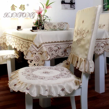 TY010 Europos sielovados staltiesė, siuvinėta stalo dangtis, vestuvių dekoravimas dulkėms valgomasis stalas audiniu kėdės apima