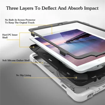 Tablet Case For Samsung Galaxy Tab 9.7 SM-T550 T555 Padengti Funda Vaikai Saugus, atsparus smūgiams Sunkiųjų Silikono Kietos Rankos Turėtojas