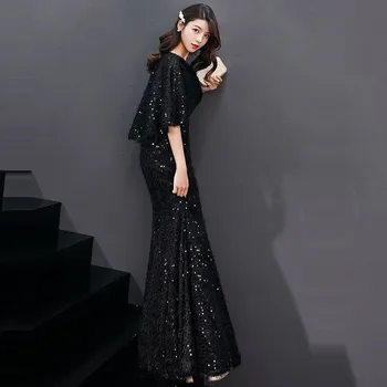 Tai Yiiya Vakarą Elegantiška Suknelė trumpomis Rankovėmis Chalatas De Soiree 0-kaklo Moterys Šalis Suknelės 2019 Ilgai, Plius Dydis Slim Promenadzie Suknelė E578