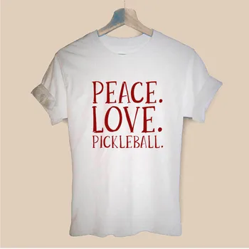 Taikos Meilės Pickleball Žaidėjas Vasarą Moterys Aušintuvas T Medvilnės Marškinėliai trumpomis Rankovėmis Juokinga Moters T-shirt Tees Moterų Marškinėlius