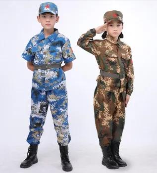 Taktinis Karinę Uniformą Vaikų Dienos Nuslėpti Suaugusiųjų Karnavalas Halloween Kostiumai Vaikas Girl Scout Berniukas Kareivis Kariuomenės Kombinezonas