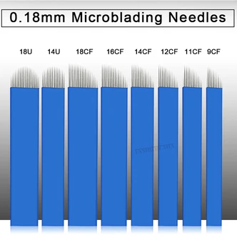 Tebori 0.18 mm 18pin Flex microblading adata ilgalaikis makiažas tatuiruotė antakių vienkartiniai tatuiruotės adatos microblading adata mėlyna