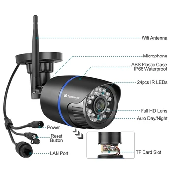 Techage 1080P Wi-fi IP Kamera Lauko Belaidžio Saugumo kamerų IP66 atsparus Vandeniui Judesio Aptikimo Garso Įrašo Stebėjimo Kamerą