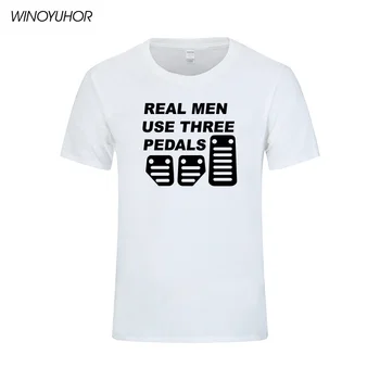 Tikri Vyrai Naudoja Trijų Pedalų Juokinga, Print T Atsitiktinis Marškinėliai trumpomis Rankovėmis T-shirt Medvilnės Vasarą Naujas Mados Vairuotojo Viršūnes Tees Camisetas