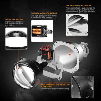 Tinka H4, H7 Automobilių Žibintų Modifikavimas Stiliaus Mini HID H1 2.5 colių, Bi-xenon Projektoriaus Objektyvo priekinis žibintas Naudoti H1 Lemputės projetor farol