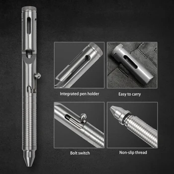 Titano Lydinio Taktinis Rašiklis Verslo Varžtas Pen Metalinis Tušinukas Paprasta Paspauskite Nešiojamų Lauko EDC Pen
