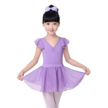 Triko gimnastika mergaitėms trumpomis rankovėmis ballerina baletas vaikams konkurencijos medvilnės šokių vaikų tutu sijonai kostiumas dancewear