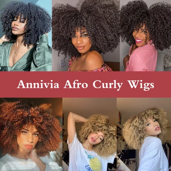 Trumpų Plaukų Afro Keistą Garbanoti Perukai Su Kirpčiukais Juodosios Afrikos Moterų Sintetinių Ombre Glueless Cosplay Perukai Aukštos Temperatūros 14