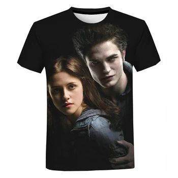 Twilight Saga 3D Print T-shirt Vyrai Moterys Mados Atsitiktinis trumpomis Rankovėmis, Kietas Tee Viršūnes Filmą Harajuku Streetwear Cool Marškinėliai