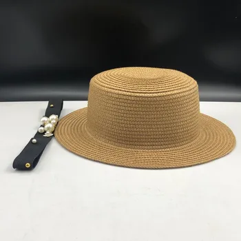 Tėvų-vaiko saulės skrybėlę Mielas vaikams, saulės, skrybėlės pearl lankas rankų moterų šiaudų bžūp paplūdimys, big kraštų skrybėlę atsitiktinis glris vasaros bžūp
