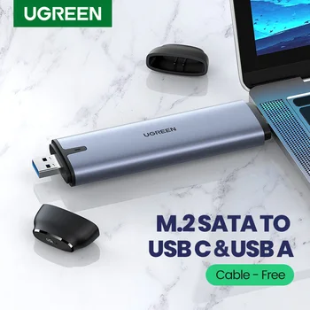 UGREEN SSD Atveju 6Gbps M. 2 B-Raktas SATA į USB C 3.1 USB 3.0 2-in-1 Adapterio Kabelį-nemokamas Konverteris M. 2 NGFF SSD Kietąjį Diską Atveju