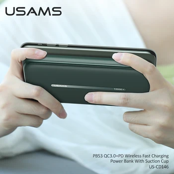 USAMS Galia Banko 10000mAh Nešiojamų Įkrovimo PowerBank 10000 mAh USB PoverBank Išorės Baterijos Įkroviklio Xiaomi Mi 9 8 iPhone