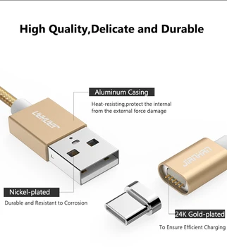 USB C Magnetinio 5V 2A C Tipo Baterija Duomenų Vielos Įkroviklio kabelis, LED Šviesos Samsung Galaxy S9 Pro + Xiaomi 5 