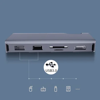 USB Tipo C Hub 7 In 1 Tipas-C-HDMI-suderinama USB3.0 SD TF RJ45 PD Multiport Adapteris Nešiojamieji kompiuteriai, Nešiojamieji kompiuteriai