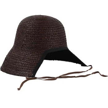 USPOP 2020 m. Saulės, skrybėlės moterims rafija šiaudines skrybėles senovinių nėrinių-up paplūdimys skrybėlės