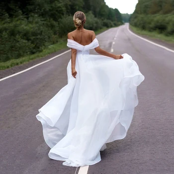 UZN Boho Balta Vestuvinė Brangioji Duobute Plisuotos Vestuvių Suknelės Elegantiškas Dubajus nuo Pečių, trumpomis Rankovėmis, Nuotakos Suknelė Užsakymą