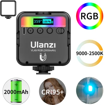 Ulanzi VL49 Mini RGB LED Vaizdo Šviesos 2000mAh 2500K-9000K Nešiojamų fotografijos Šviesos Vlog Užpildyti Šviesos VEIDRODINIAI SLR Fotoaparatas Lempos