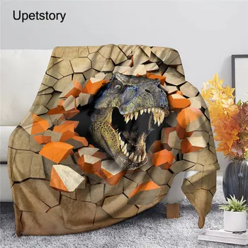 Upetstory Pasirinktinius Nuotraukų Dizainas 2020 Flanelė Vilnos Antklodė 3D Dinozaurai Modelio Sofa Šilta Lova Mesti Antklodę Suaugusiųjų Antklodė