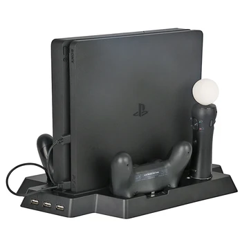 Už PS4 Pro/Slim Vertikalus Stovas Aušinimo Ventiliatoriaus Aušintuvas su dviem Perkelti Cotroller Įkrovimo Dokas 3 HUB Įkroviklis Stotis