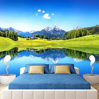 Užsakymą Bet kokio Dydžio 3D Tapetai, Freskos Gamtos Peizažas Blue Lake Nuotraukų Sienų Tapyba Kambarį Miegamasis Namų Dekoro Fone Sienos 3 D